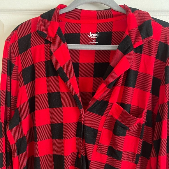 Jenni Red and Black Plaid Nightgown Medium - Picture 3 of 5